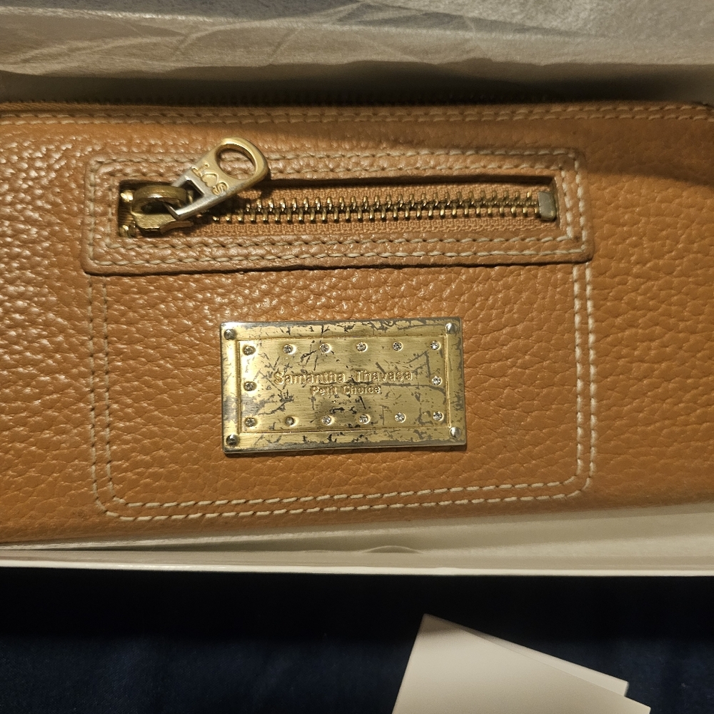 Samantha Thavasa Tan Wallet with Gold Accents